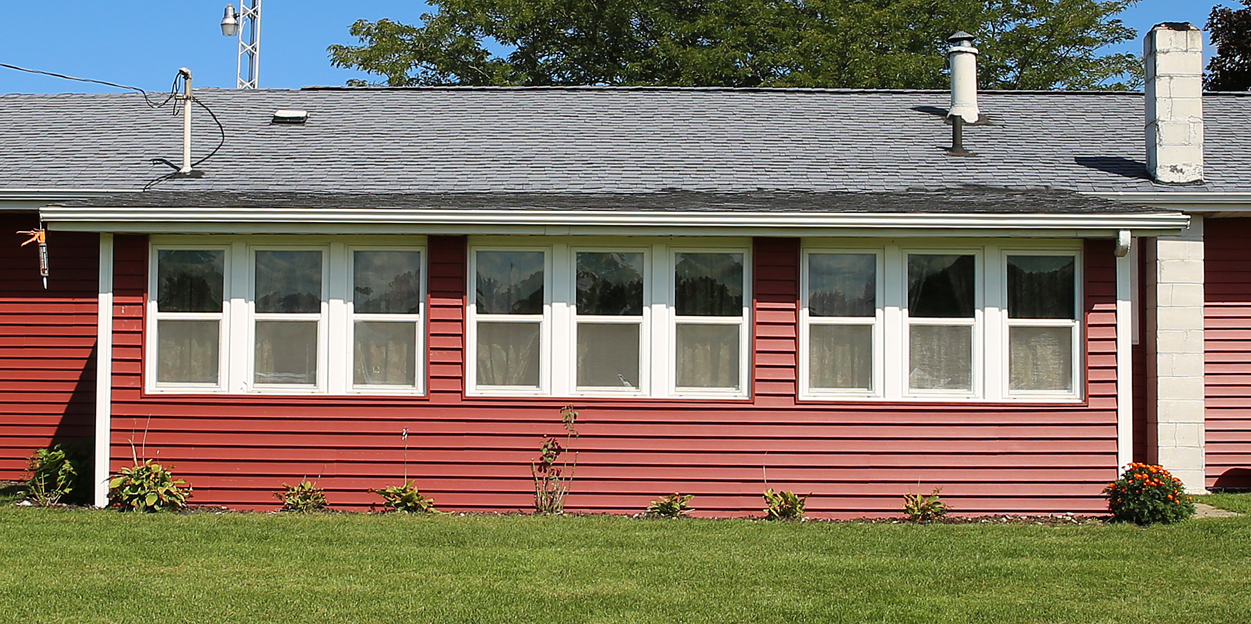 After: red siding