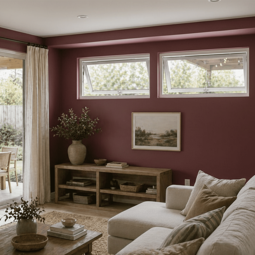 High Awning windows in a livingroom.