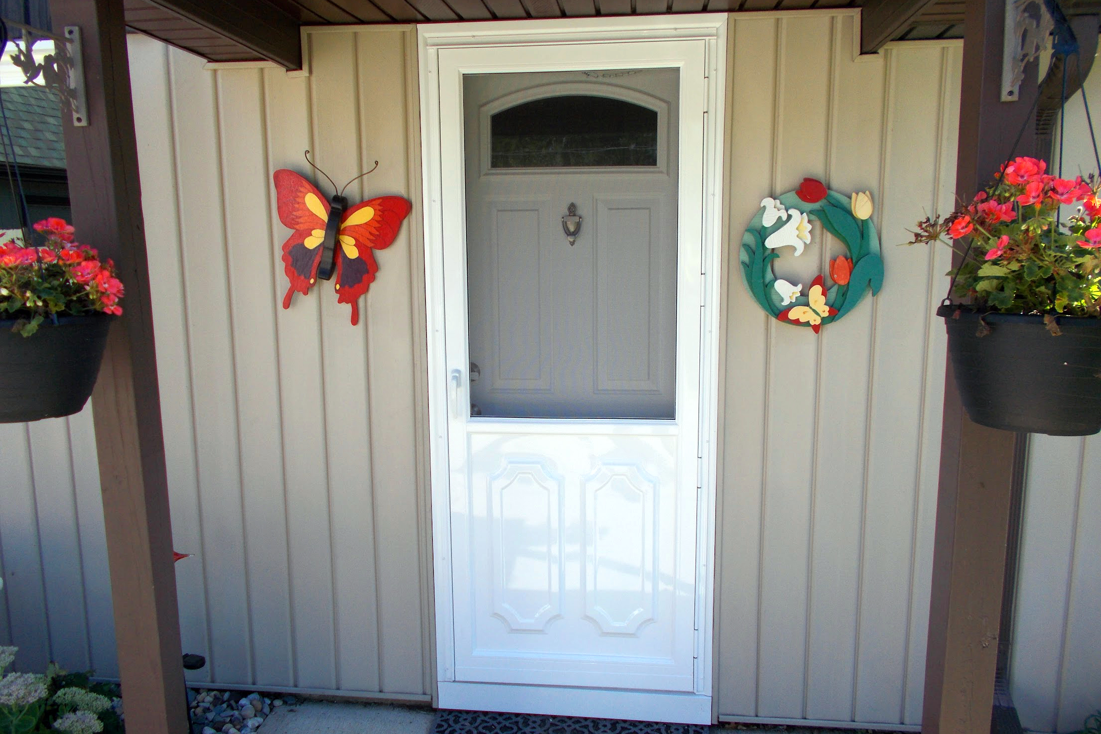 New entry door and storm door installation